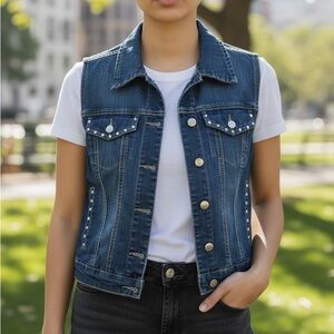 Rhinestone Denim Vest Size M